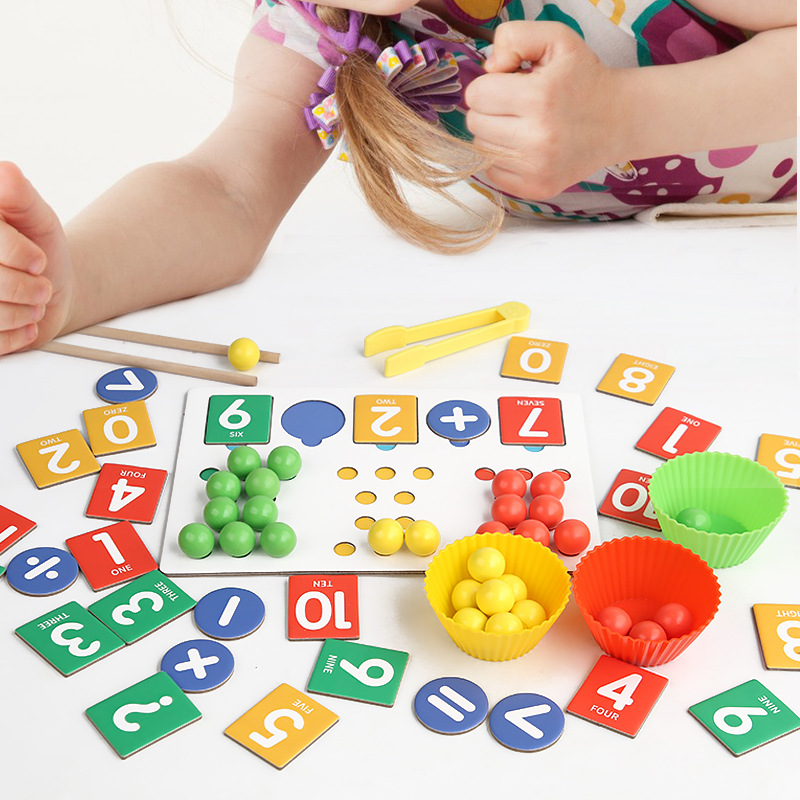 Cuentas de clip para niños transfronterizos, cálculo de descomposición digital, juguetes de aprendizaje, cognición del color, matemáticas, emparejamiento aritmético, ayudas para la enseñanza temprana