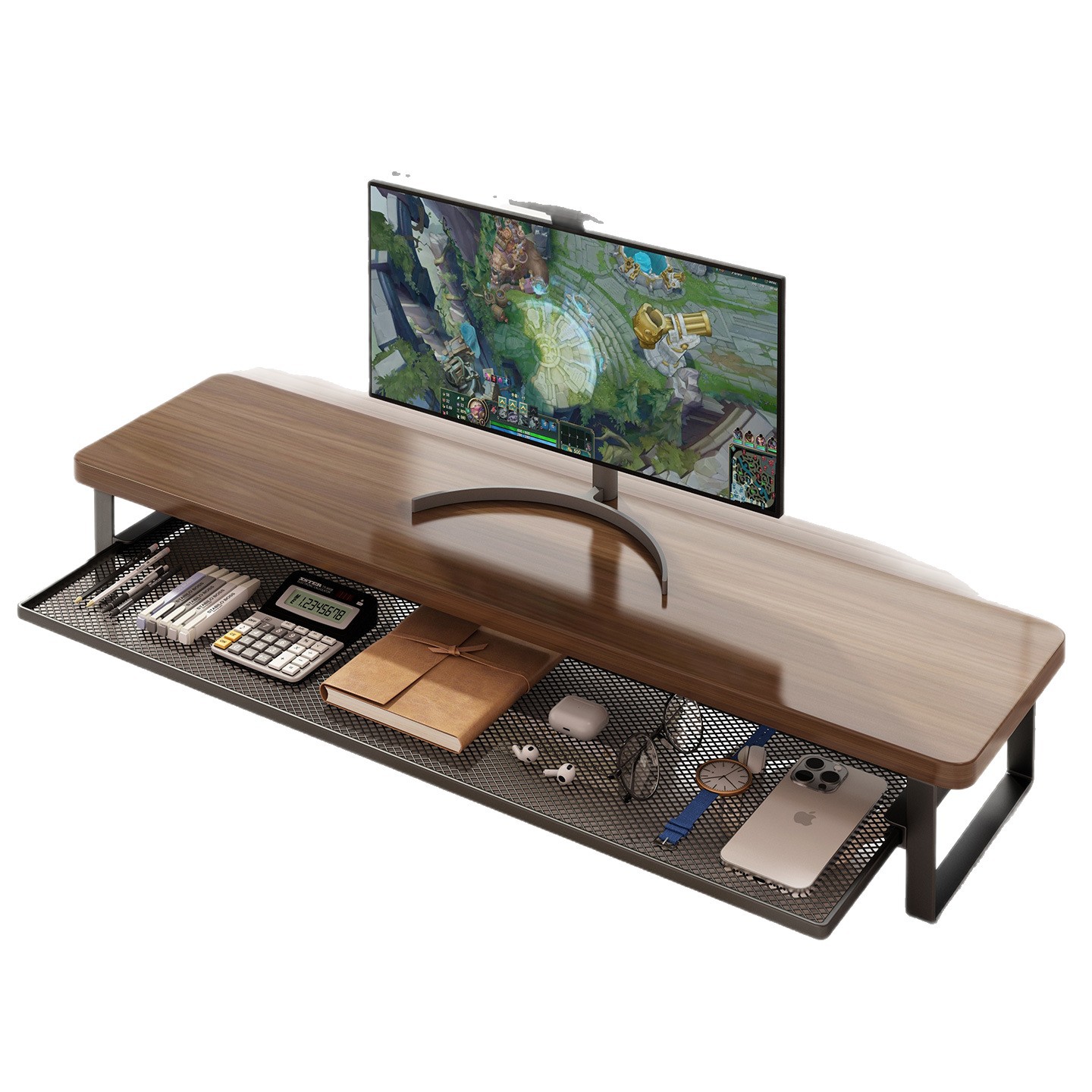 Eスポーツルームデスクトップコンピュータ高架デスクトップ収納ラックワークステーションモニタースタンド拡張ノートブック高架ラック