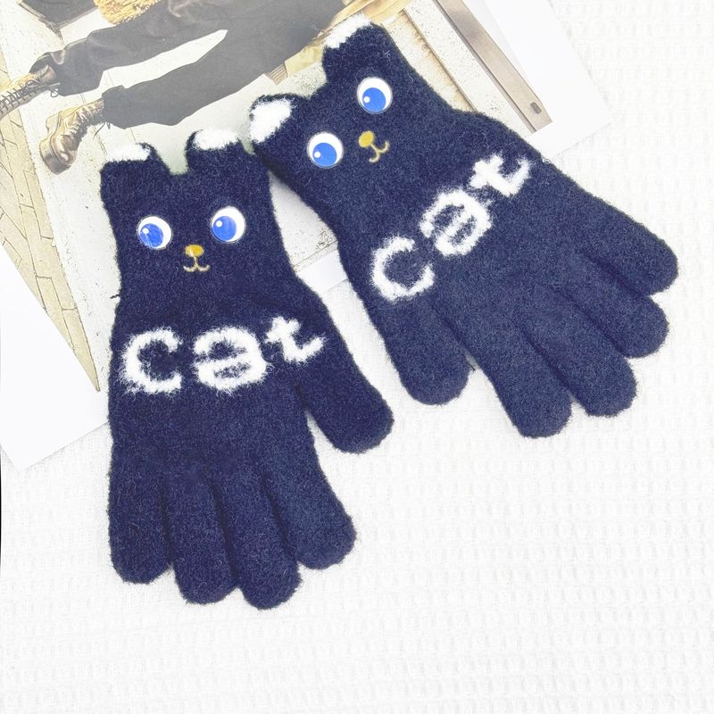 新しいかわいい子供手袋cat猫立耳ドーパミン韓国版女の子五指保温手袋アウトドア手袋|undefined