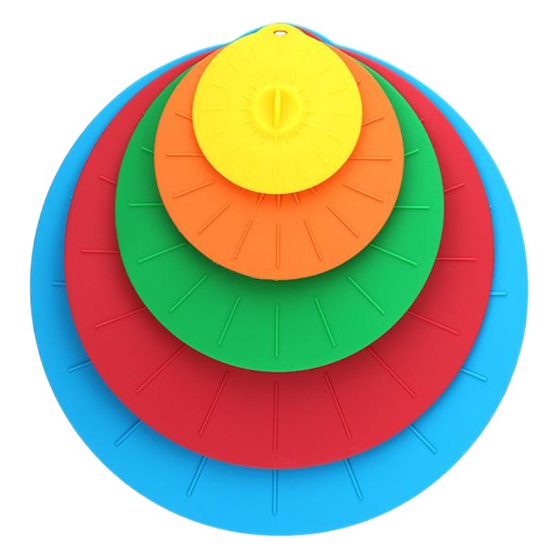 Cross-Border Spot Silicone Fresh-Keeping Cover Five-Piece Set Kitchen Refrigerator Sealed Leak-Proof High Temperature Resistant Multi-Size Fresh-Keeping Cover