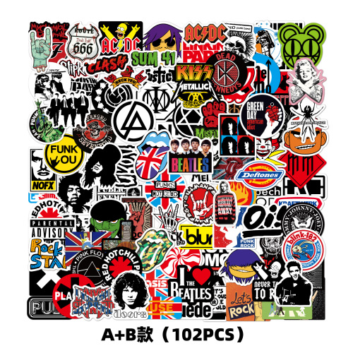 50 out of 100 Hip-Hop Punk Vinyl Rock Sticker Luggage Guitar Rock Band Stickers