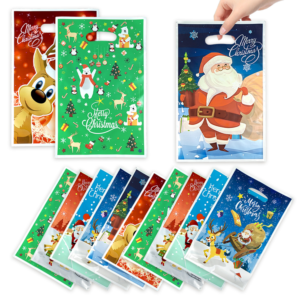 Nueva caricatura transfronteriza Navidad Wanpai par bolsa de regalo Santa Claus árbol de Navidad alce película de perlas bolsa de regalo