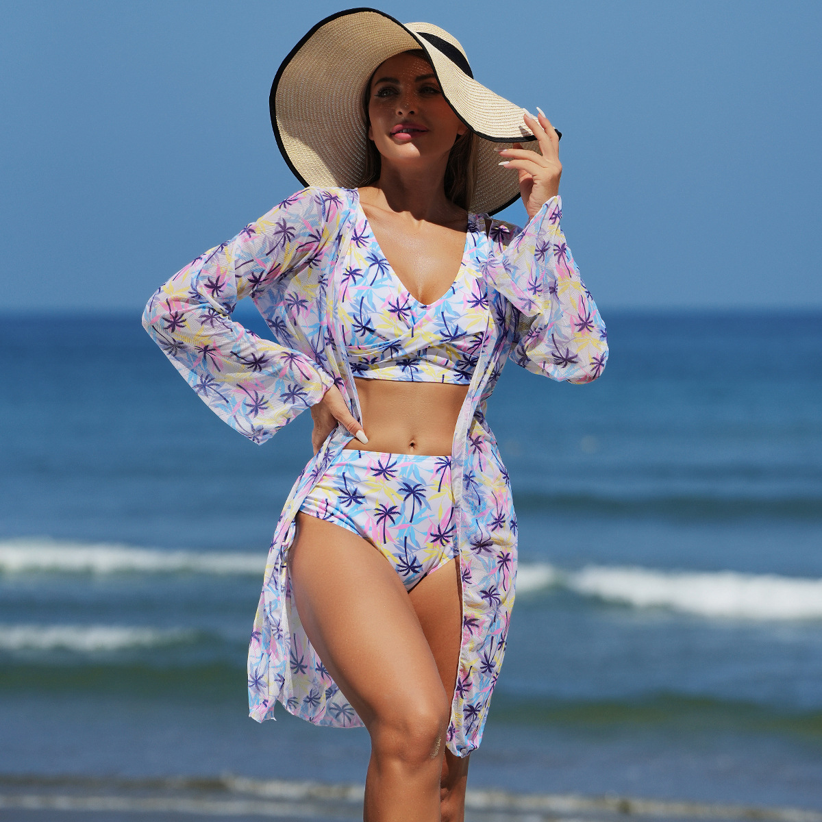 Ming Yi nueva moda sexy traje de baño de mujer estampado multicolor europeo y americano bikini traje de baño de mujer de tres piezas BIKINI