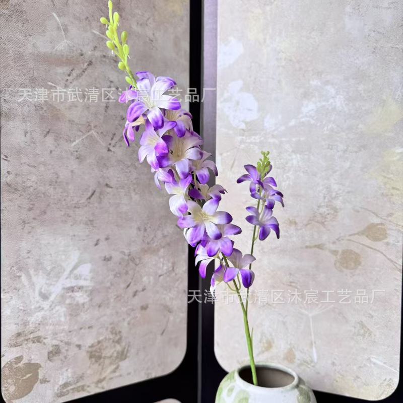 仿真2叉小飞燕草婚庆路引假花束 室内装饰新款花朵婚礼堂插花|undefined