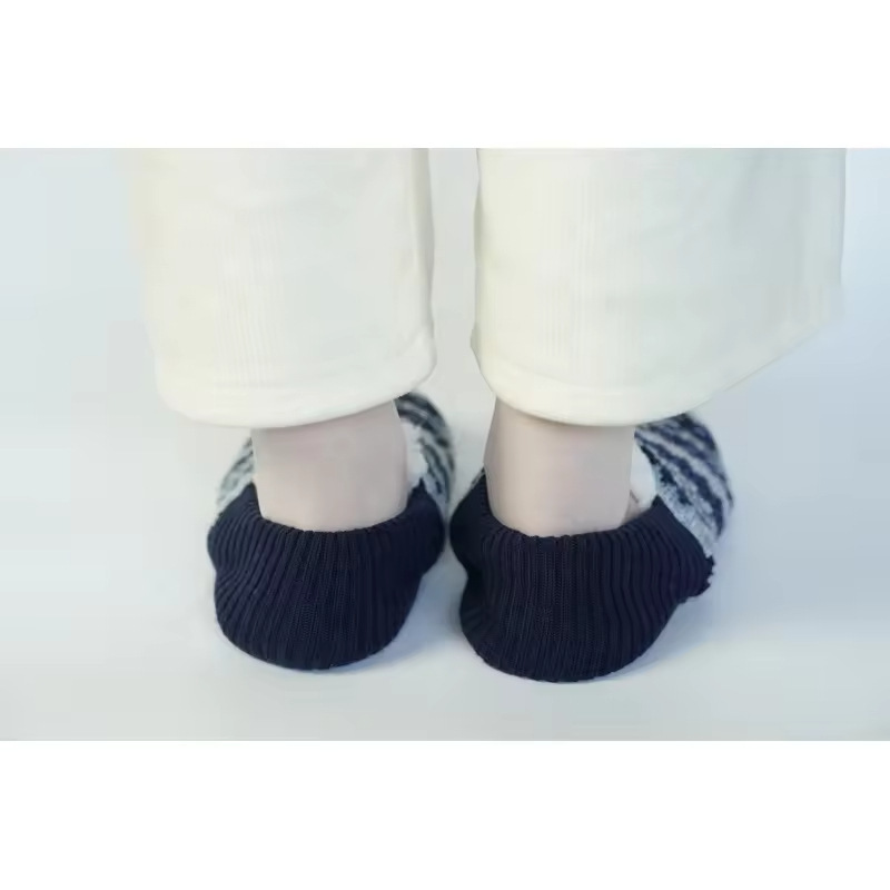 Super Soft Sherpa Slippers for Women, Non-Slip, Breathable, Warm, Home Slippers, Lightweight, Winter Style, Striped, Japanese Style Style
