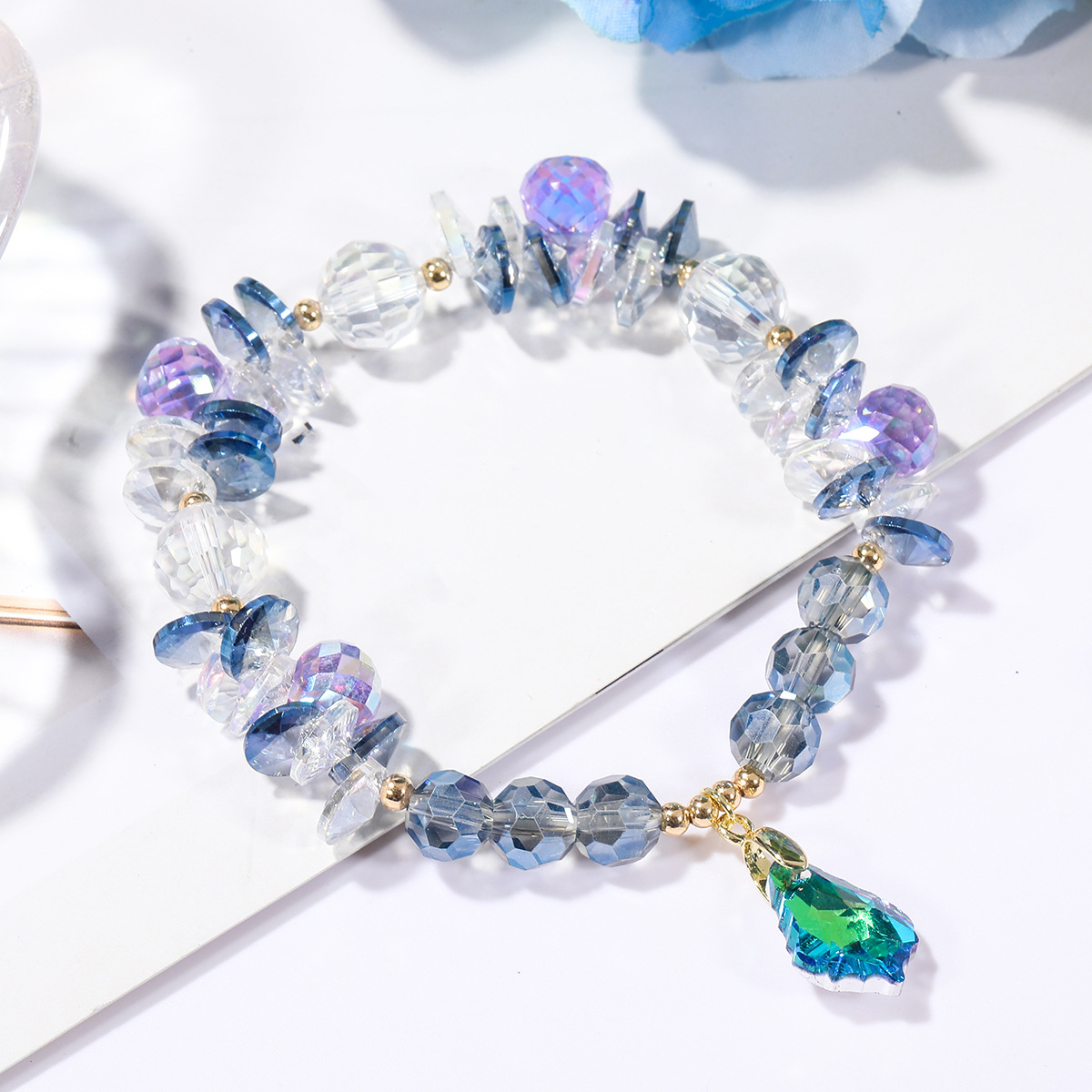 Lavender bracelet amethyst blue transfer beads simple bracelet