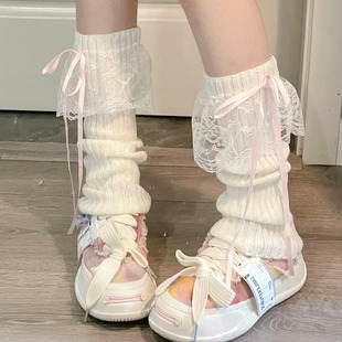 Lace Y2K Slouch Socks for Girls, Subculture Spicy Girl Niche High-End Leg Warmers, College Style Lace-Up Slimming Socks
