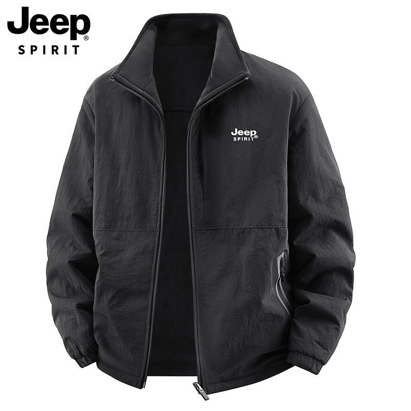 2025秋冬新款男士加绒双面穿夹克外套宽松大码休闲外套