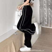 官网2107灰色运动裤女春秋2024新款宽松束脚卫裤小个子显瘦休闲裤
