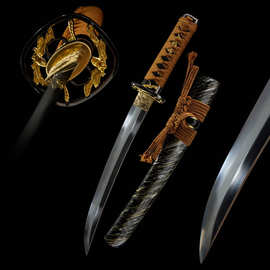 批发日本刀T10烧刃一体肋差短刀东洋居合刀户外冷兵器外贸未开刃