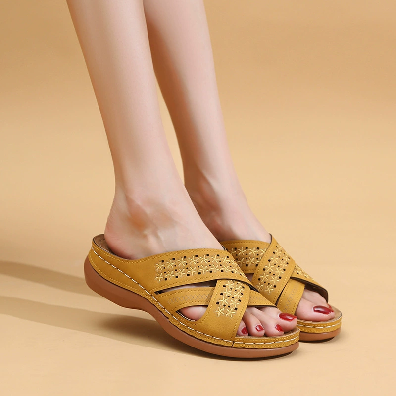 2021 Новая мода высокие каблук sandals для женщин внешняя одежда рыбья рта полый женские тапочки с толстой подошвой клинья каблук sandals для женщин