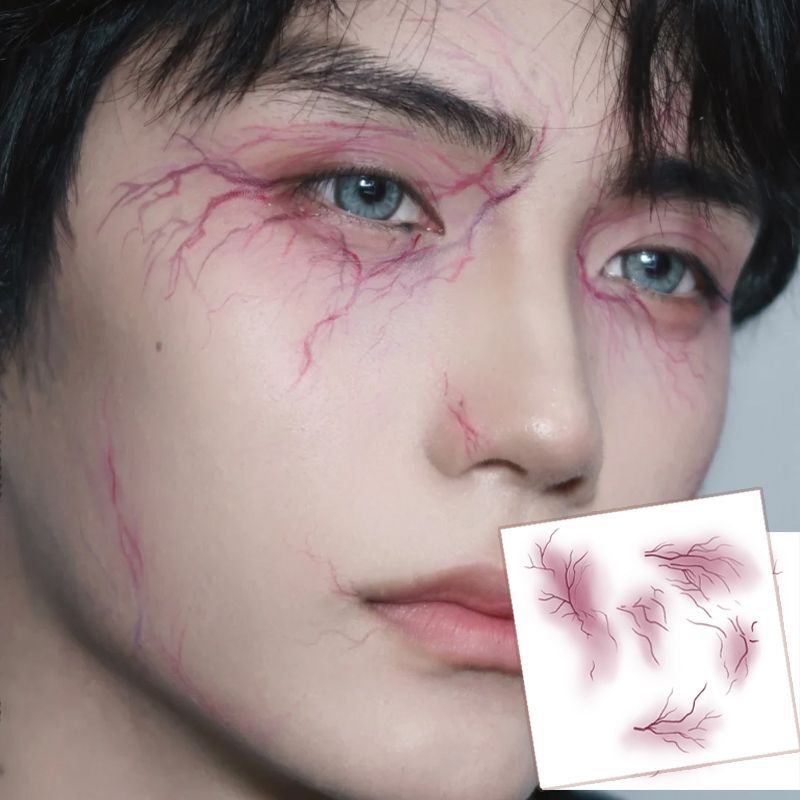 Halloween Bruise Tattoo Stickers Scar Stickers Realistic Cos Blush Makeup Men and Women Scratches Imitation Makeup Face Stickers Washable