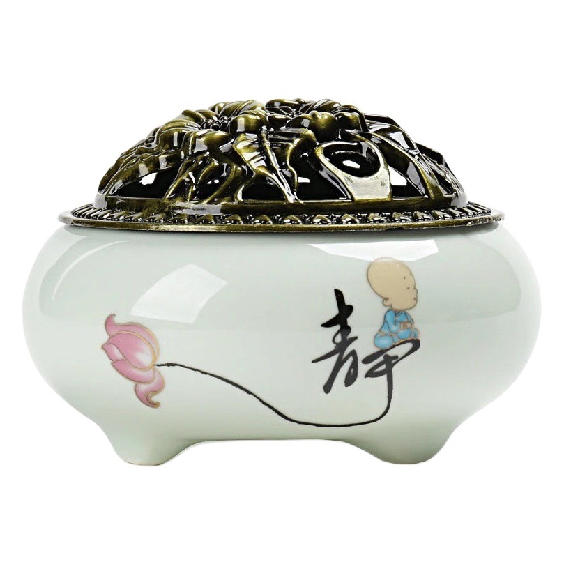 Small Ceramic Incense Burner for Home Use, Suitable for Sandalwood, Coil Incense, Agarwood, Indoor Incense Holder, Tea Ceremony Incense Burner