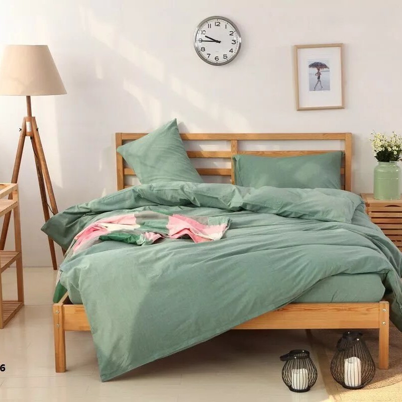 厂家直销良品色织纯棉水洗棉纯色四件套面料全棉床单床笠被套布料