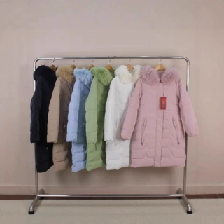 2025秋冬新款羽绒棉服女中长款过膝连帽毛领时尚休闲百搭保暖外套