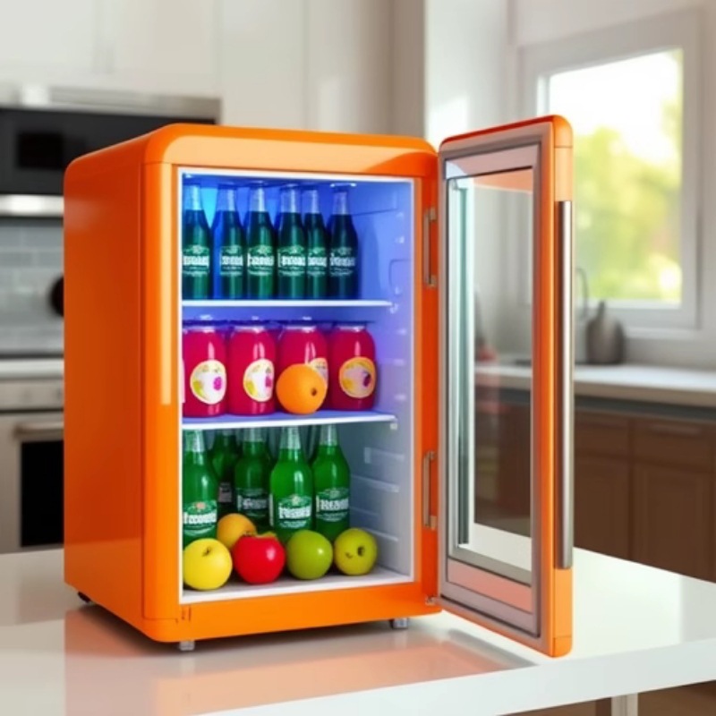 Vintage Ice Bar Household Small Refrigerated Storage Cabinet Display Cabinet Hotel Tea Beverage Red Wine Wine Cabinet Transparent Glass