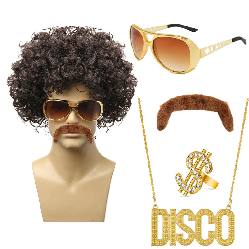 다크 카레 + 골드 안경 반지 다크 브라운 수염 DISCO