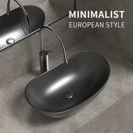 跨境北欧风枪灰色台上盆陶瓷洗脸盆家用洗手盆卫生间阳台艺术台盆