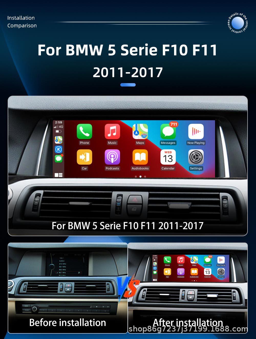 Suitable for Bmw 5 Series F10 10.25inch Car Navigation Central Control All-In-One Player Carplay Navigation
