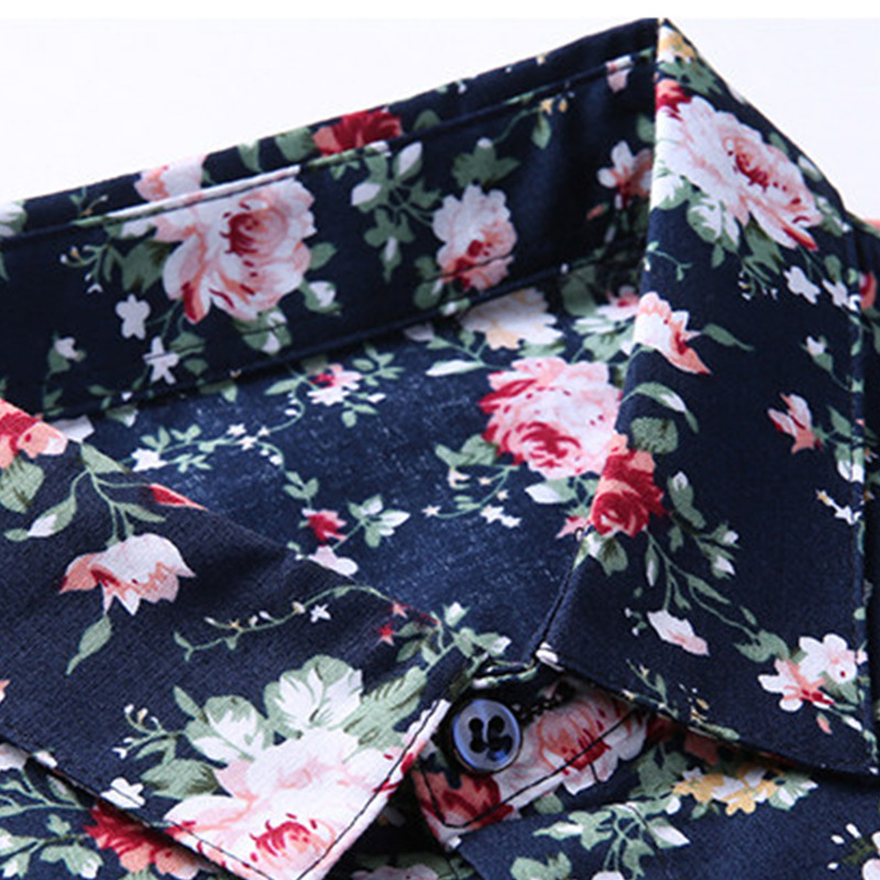 Camisas jóvenes de mediana edad de alta gama para hombres primavera y otoño tendencia floral coreana camisa de algodón nueva camisa floral de manga larga