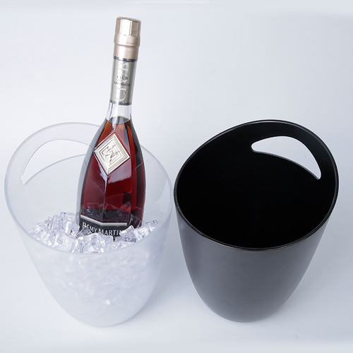 Manufacturer's Plastic Single Handle Ice Bucket 3L Transparent Champagne Bucket Frosted Slanted Mouth Single Hand Champagne Bucket Single Bucket
