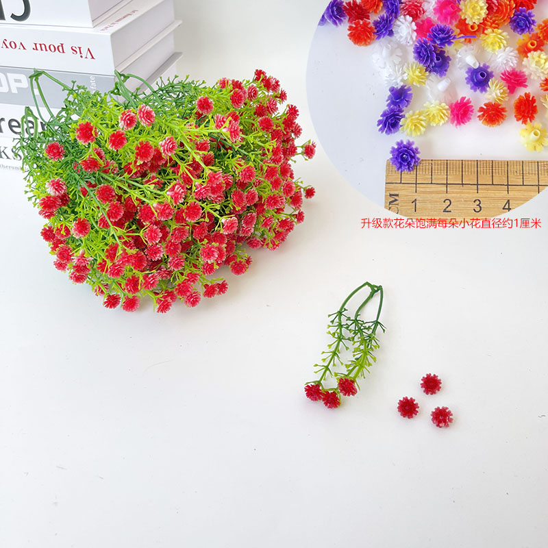 Ramo de mano Simulación Día de San Valentín Gypsophila Accesorios Plástico con flores y césped Ramo con césped y flores Materiales decorativos