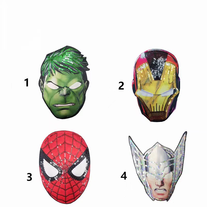 漫威动漫人物亮片布贴绿巨人蜘蛛侠钢铁侠刺绣亮片布贴童装辅料