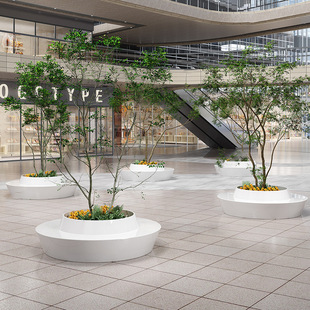 Fiberglass Tree Pool Bench Outdoor Landscape Municipal Garden Display Leisure Seat Park Square Tree Altar Planting Pool