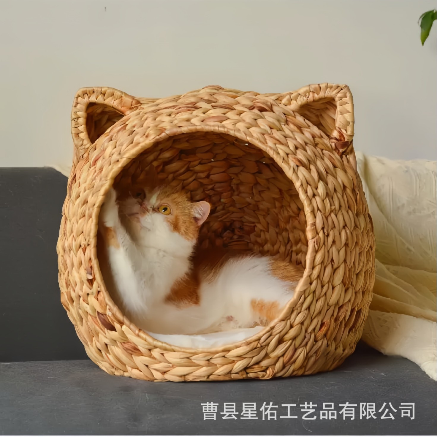 사계절용 짠 고양이 둥지, 밀짚으로 짠 애완동물 둥지, 침실 및 거실, 짠 고양이 빌라 하우스, 고양이 집, 여름 개집