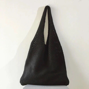 Simple New South Korea Vintage Fashion Knitted Hollow Shoulder Wool Casual Large Capacity Shopping Bag Woven Bag