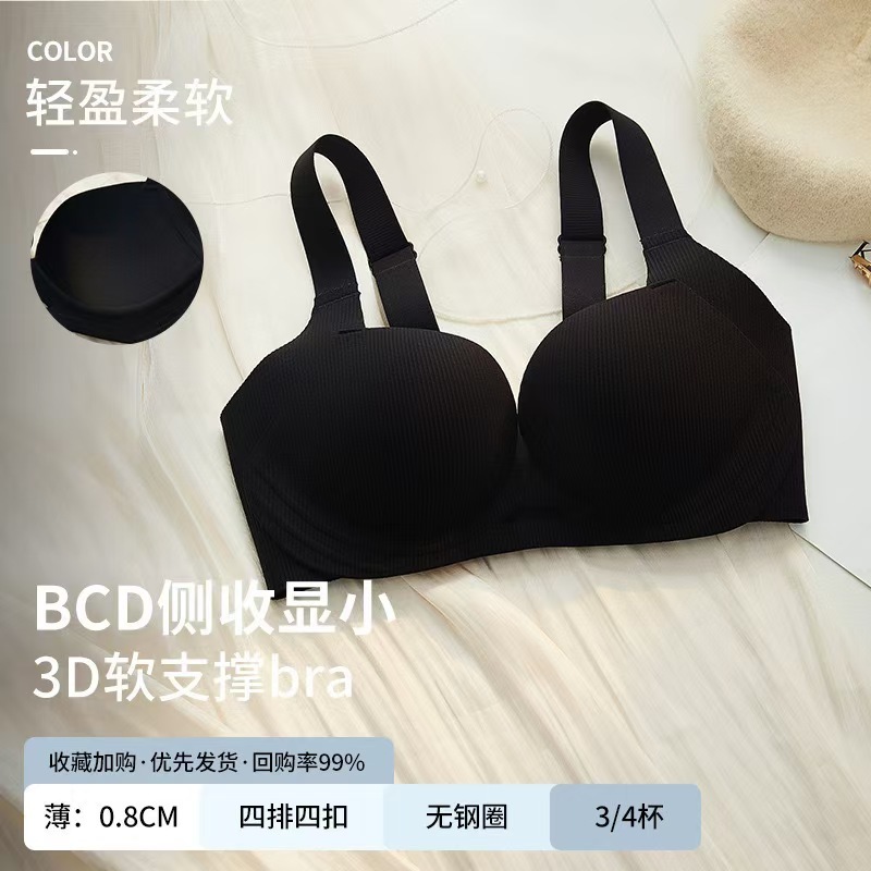 大胸显小胸内衣全罩杯薄款胸罩调整型收副乳防外扩无钢圈无痕文胸|undefined