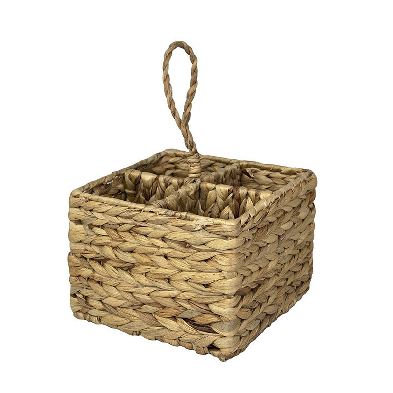 Cesta de almacenamiento dividida de paja de calabaza americana y europea Cesta de cubiertos portátil de comida Cesta de frutas secas Cesta de almacenamiento de pan y bebida