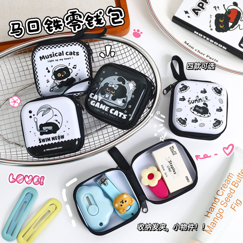 Little Black Cat Tinplate Coin Purse Cartoon Mini Coin Bag Cute Kitten Waterproof Portable Headphone Storage Box Little Black Cat Tinplate Coin Purse Cartoon Mini Coin Bag Cute Kitten Waterproof Portable Headphone Storage Box