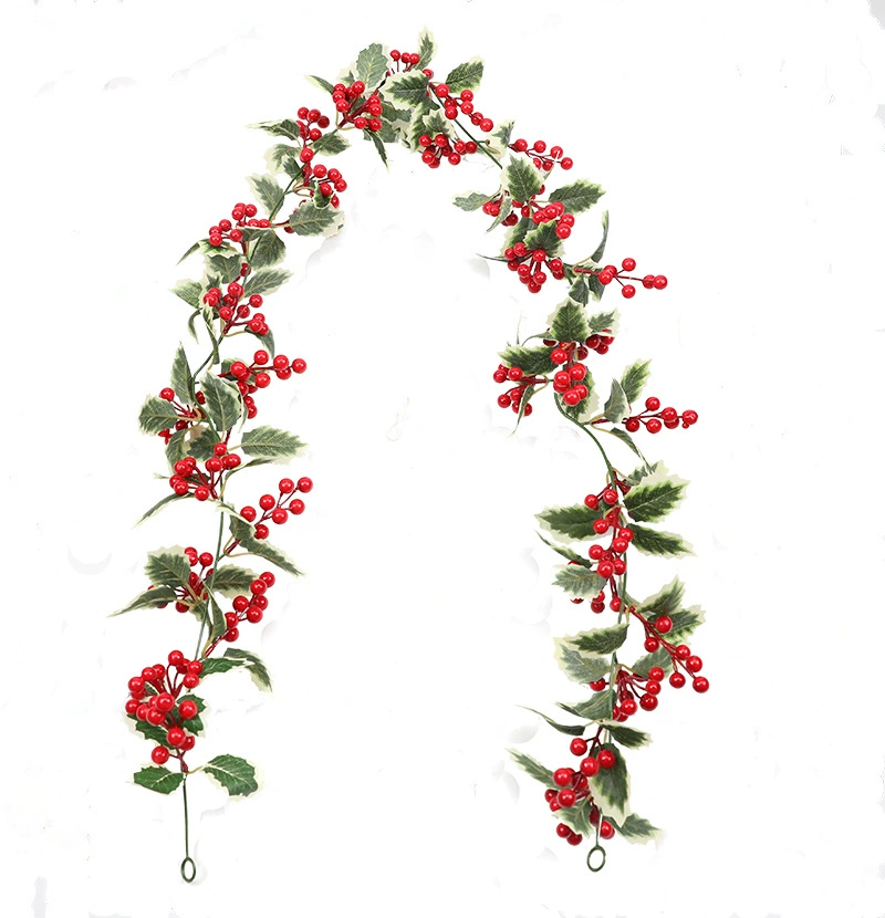 Simulation rattan Christmas red fruit pulp fruit vine wall -mounted floral window festive atmosphere decorative rattan