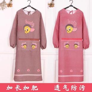 Lengthened men's and women's extra-long coverall work clothes men's and women's long-sleeved apron oil-proof anti-fouling adult household kitchen coat