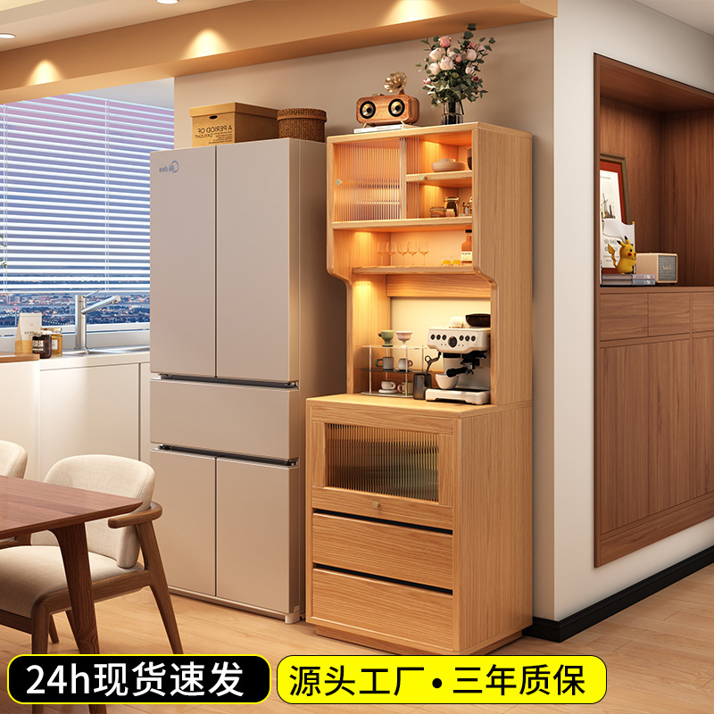Solid Wood Sideboard Storage Cabinet Against the Wall, Integrated Home Use 2026 New Model Corner Narrow Cabinet, Tea Cabinet, Coffee Cabinet, Side Cabinet