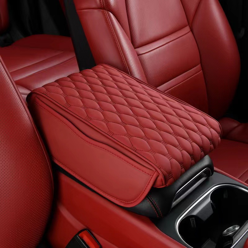 Fushou – Armrest box pad Box Riser - red-upgraded-with-side-pocket