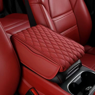 Armrest box pad Easy-To-Use Elbow Rest, New Central - red-upgraded-with-side-pockets