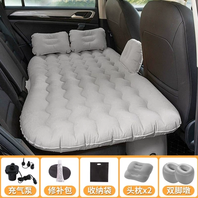 Vehicle-mounted inflatable bed: Travel Mattress, Portable Camping for - flocking-with-gears-gray-double-storage-piers-headrest-electric-pump
