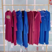 宝2023姿春夏中国风开衫长袖时尚纯色刺绣女连衣裙女品牌走份尾货