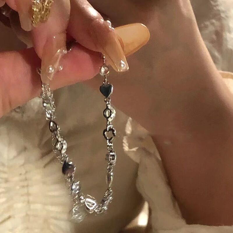 Summer Sweet Cool Love Zircon Bracelet Girls ins Niche Design 2022 New Fashion Girls' Internet Celebrity Bracelet