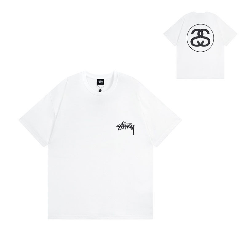 国境を越えた卸売りstyスチュアート黒8クラシック24ss半袖純綿夏ゆるいtシャツ男女同金|undefined