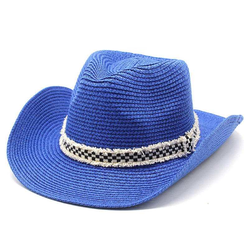 Unisex Basic Hawaiian Vacation Solid Color Flat Eaves Straw Hat display picture 4