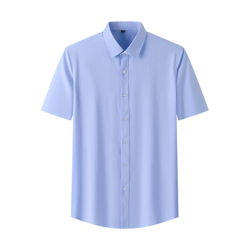 [Antibacterial non-ironing] short sleeve shirt men's white business casual suit blue shirt 2024 wholesale