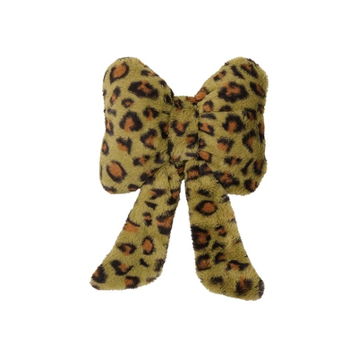 Car Interior Lumbar Support, Waist support - rabbit-fur-leopard-print-ribbon-headrest-green