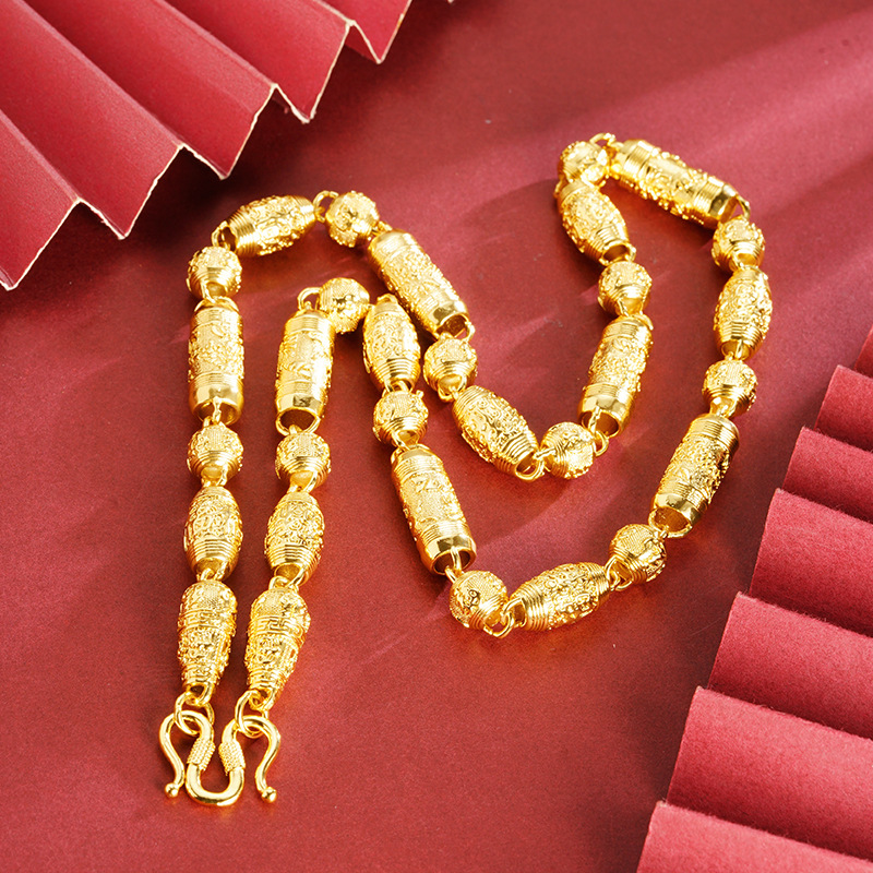 Collar de oro de arena de Vietnam Xiangyun Pan Long Fu Perlas de oro de latón chapado en oro para hombres joyas dominantes al por mayor
