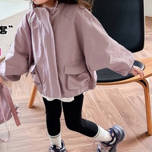 韩版宽松工装外套女童新款薄款个性中小童短款外穿时髦洋气外搭