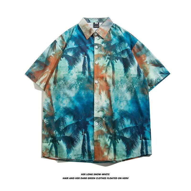 Camisa con botones de solapa suelta de manga larga de todo fósforo de la calle para hombres Venta caliente Flor colorida Impresión digital 3D