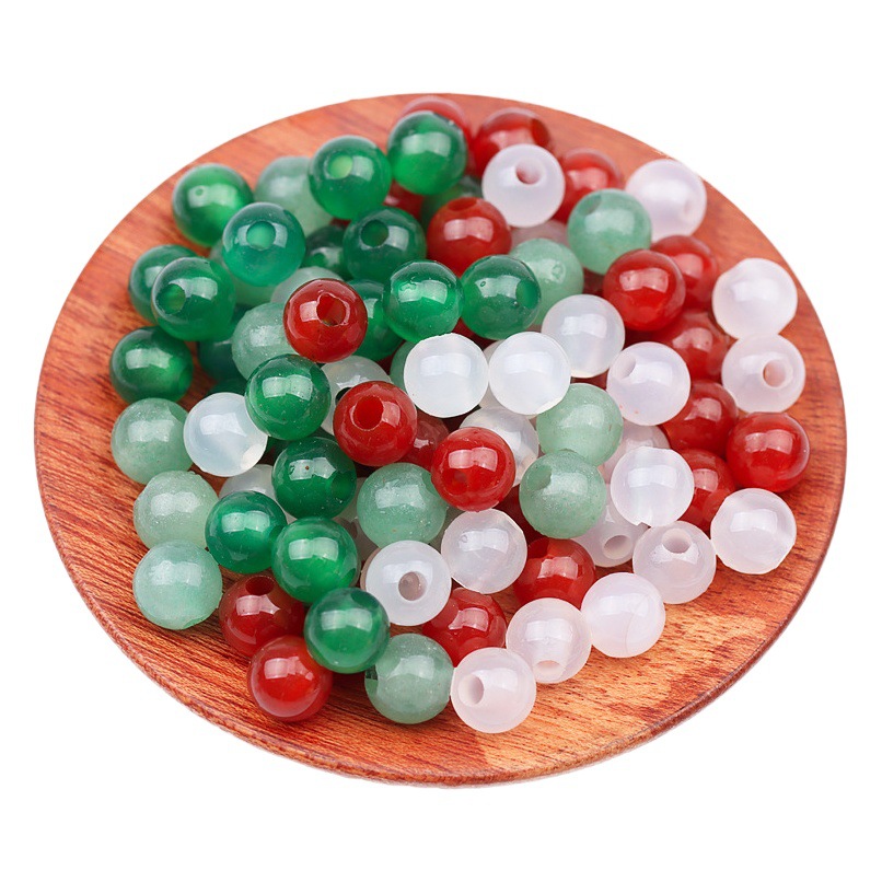 Gran agujero perlas rojo blanco verde ágata dongling Jade suelta perlas tejidas a mano DIY pulsera collar con cuentas de material al por mayor