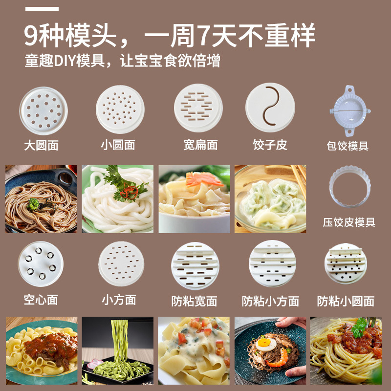 Household Full Automatic Small Electric Pasta Machine 110V Noodle Maker, Dough Roller for Dumplings and Wontons, Multifunctional Dough Machine